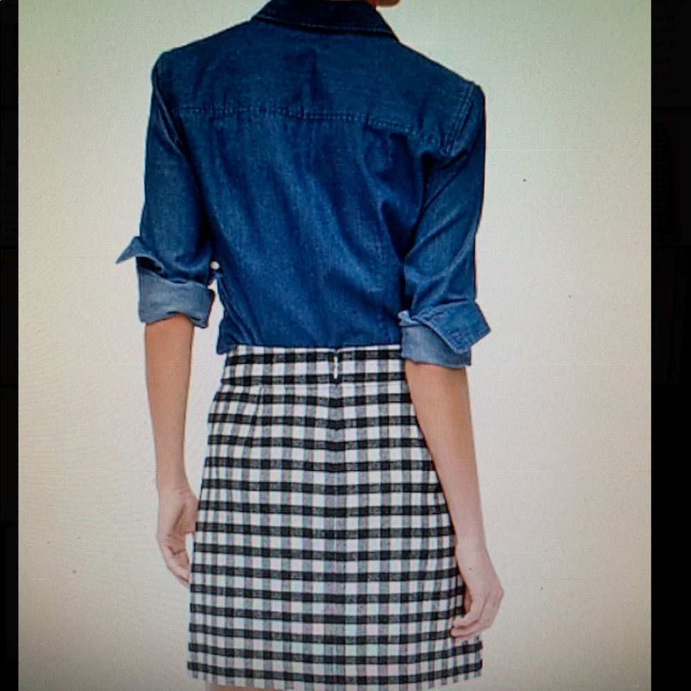 J CREW BUFFALO CHECK SKIRT BLACK/WHITE SIZE 6 NWT! - Picture 2 of 4